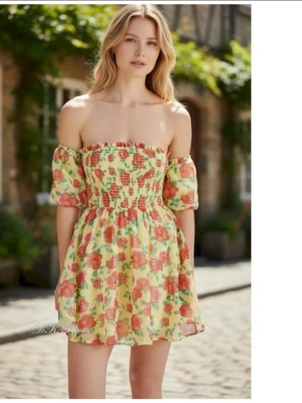 Betsy Johnson Puff Sleeve Mini Dress Floral Lined Large NWT